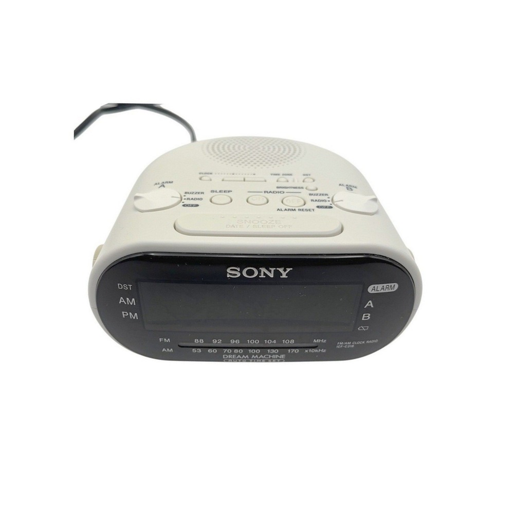 Sony ICF-C318 Dream Machine Auto Time Set AM/FM Dual Alarm White Clock Radio